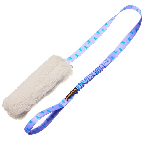 Tug-E-Nuff Quietschendes Bungee-Chaser-Hundespielzeug aus Kunstfell, für Training, Rückruf, Lila von Tug-E-Nuff