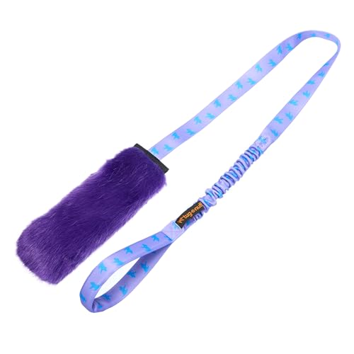 Tug-E-Nuff Quietschendes Bungee-Chaser-Hundespielzeug aus Kunstfell, für Training, Rückruf (lila/lila) von Tug-E-Nuff