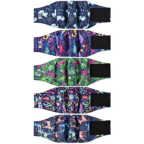Tuiskusa Windeln für männliche Hunde, hochabsorbierende Bauchbänder für männliche Hunde, waschbar, wiederverwendbar, 5 Stück Tuiskusa Windeln für männliche Hunde, hochabsorbierende Bauchbänder für männliche Hunde, waschbar, wiederverwendbar, 5 Stück von Tuiskusa