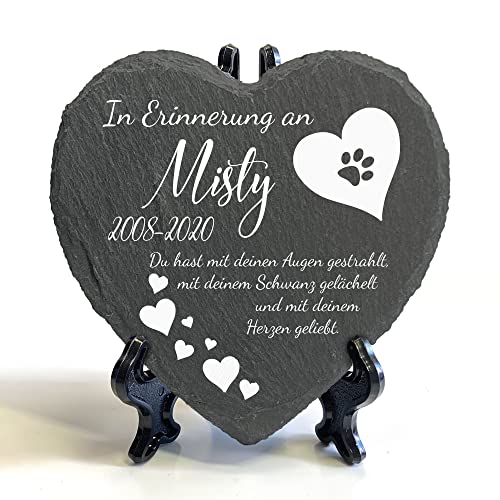 Individueller Personalisiert Herzform Tiergrabstein Schiefer Gedenkstein + Ständer für Hund, Katze und andere Haustiere Tiere - Größe | 10 x 10 cm | - Gedicht Individueller Personalisiert Herzform Tiergrabstein Schiefer Gedenkstein + Ständer für Hund, Katze und andere Haustiere Tiere - Größe | 10 x 10 cm | - Gedicht von TULLUN