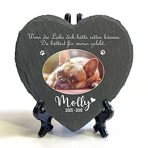 Individueller Personalisiert Herzform Tiergrabstein Schiefer Gedenkstein + Ständer für Hund, Katze und andere Haustiere Tiere - Größe | 10 x 10 cm | - Ovales Foto Individueller Personalisiert Herzform Tiergrabstein Schiefer Gedenkstein + Ständer für Hund, Katze und andere Haustiere Tiere - Größe | 10 x 10 cm | - Ovales Foto von TULLUN