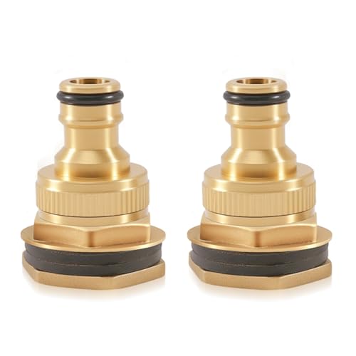 Tulov Wasserhahn-Adapter 3/4 Zoll,2 Stück Hahnverbinder 3/4 Zoll Innengewinde mit Regentonnendurchführung,Messing Hahnanschluss kompatibel mit Gardena System,einfache Montage,korrosionsbeständig Tulov Wasserhahn-Adapter 3/4 Zoll,2 Stück Hahnverbinder 3/4 Zoll Innengewinde mit Regentonnendurchführung,Messing Hahnanschluss kompatibel mit Gardena System,einfache Montage,korrosionsbeständig von Tulov