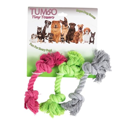 Tumbo Tiny Tosser Hunde-Seil, Knochen, Urlaub Favoriten und viele Farben (Hellgrün, Rosa, Grau) von Tumbo
