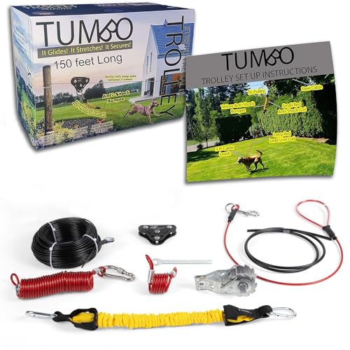 Tumbo Xtreme Trolley 30,5 m – Anti-Schock-Antennen-Hundeläufer für den Hof – robuste Riemenscheibe – große Hundeausrüstung – beste Hundeausführung für Hinterhöfe – Trolley-System Camping – 30,5 m/45,7 Tumbo Xtreme Trolley 30,5 m – Anti-Schock-Antennen-Hundeläufer für den Hof – robuste Riemenscheibe – große Hundeausrüstung – beste Hundeausführung für Hinterhöfe – Trolley-System Camping – 30,5 m/45,7 von Tumbo