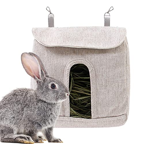 Heu-Feeder-Kaninchen - Robuste Futtertasche für Kleintiere,S/M/L Kaninchen-Heu-Futterstation, Hasen-Heu-Tasche mit verstellbaren Haken, hängende Heu-Futtertasche für Kaninchen, Tumotsit von Tumotsit