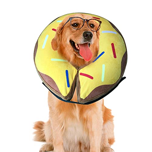 Kegelförmiges Hundehalsband, aufblasbarer Halsbandkegel für Haustiere, verstellbares E-Halsband zum Aufblasen Donut, weicher Hundekegel zur Erholung, Katzen und Hunde von Tumotsit