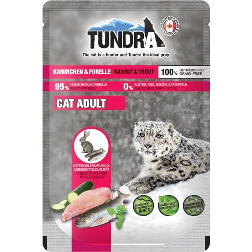Tundra Katzenfutter Kaninchen & Forelle, Nassfutter, Pouchbeutel 16 x 85 g von Tundra