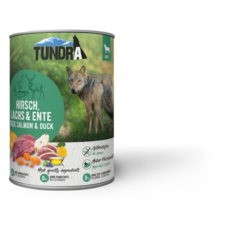 Tundra Hunde-Nassfutter Hirsch, Lachs & Ente - 400 g (5,73 € pro 1 kg) von Tundra