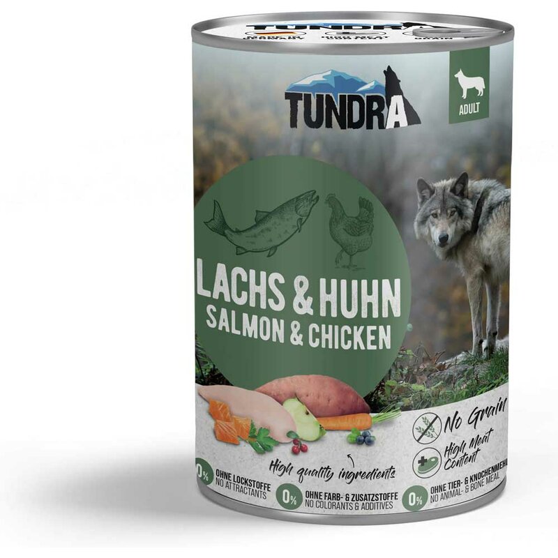 Tundra Hunde-Nassfutter Lachs & Huhn - 400 g (5,73 € pro 1 kg) von Tundra