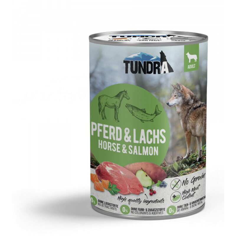 Tundra Hunde-Nassfutter Pferd & Lachs - 400 g (7,73 € pro 1 kg) von Tundra