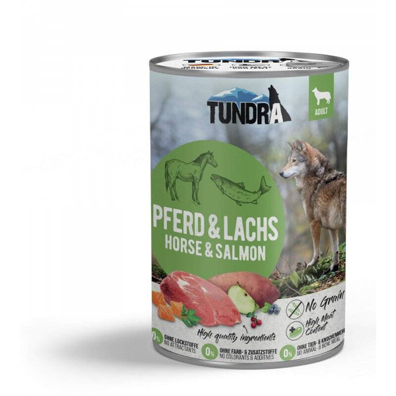 Tundra Hunde-Nassfutter Pferd & Lachs - 400 g (7,73 € pro 1 kg) von Tundra