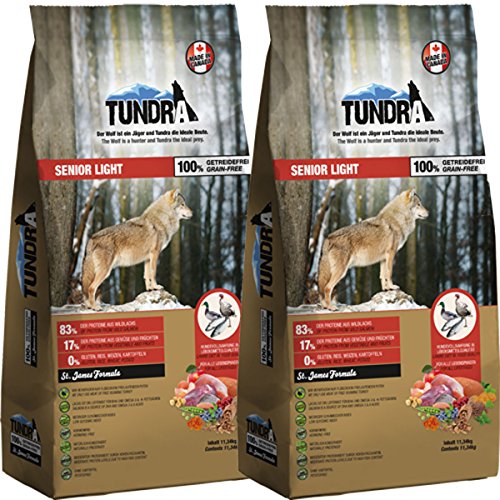 Tundra Hundefutter Senior/Light - getreidefrei (2 x 11,34 kg) von Tundra