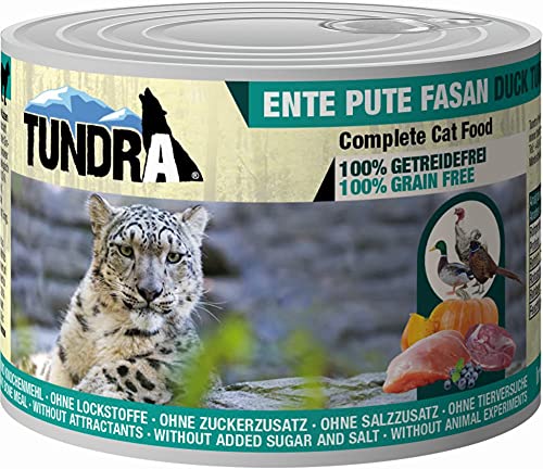 Tundra Katzenfutter Ente, Pute & Fasan Nassfutter - getreidefrei (6 x 200g) von Tundra