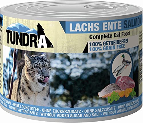 Tundra Katzenfutter Lachs & Ente, Nassfutter - getreidefrei (6 x 200g) von Tundra