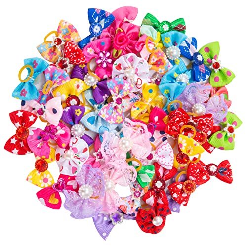 Hunde Haarschmuck 50 Stück Hundehaar-Schleifen mit Gummiband Haustiere Hundehaare Bögen Zubehör für Lange Haare Haustier Hunde Katze Welpen, Zufällige Farbe Hunde Haarschmuck 50 Stück Hundehaar-Schleifen mit Gummiband Haustiere Hundehaare Bögen Zubehör für Lange Haare Haustier Hunde Katze Welpen, Zufällige Farbe von Tunejoy