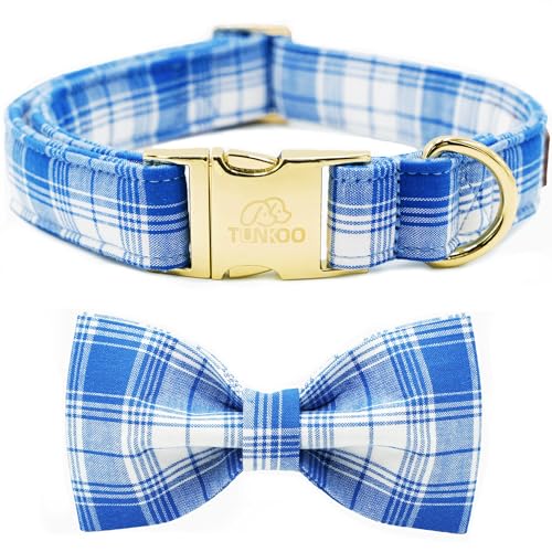 Tunkoo Blaues kariertes Hundehalsband mit Fliege – modisches kariertes Hundehalsband für Frühling Sommer – verstellbar, klein, mittel, groß, Halsband, Geschenk für Hunde von Jungen und Mädchen, S Tunkoo Blaues kariertes Hundehalsband mit Fliege – modisches kariertes Hundehalsband für Frühling Sommer – verstellbar, klein, mittel, groß, Halsband, Geschenk für Hunde von Jungen und Mädchen, S von Tunkoo