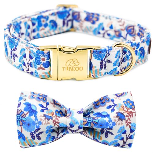 Tunkoo Designer-Hundehalsband aus Baumwolle mit Fliege – strapazierfähiges, weiches blaues Blumen-Hundehalsband mit Metallschnalle – verstellbar für kleine, mittelgroße und große Mädchen und Jungen Tunkoo Designer-Hundehalsband aus Baumwolle mit Fliege – strapazierfähiges, weiches blaues Blumen-Hundehalsband mit Metallschnalle – verstellbar für kleine, mittelgroße und große Mädchen und Jungen von Tunkoo