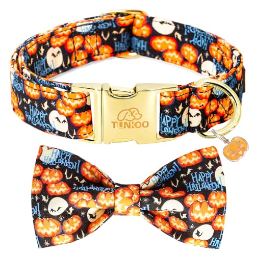 Tunkoo Happy Halloween Hundehalsband mit Kürbis, langlebig, verstellbar und stilvoll, erhältlich in S, M, L von Tunkoo