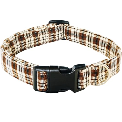 Tunkoo Herbst Hundehalsband, Kaffeekaro, niedlich, verstellbar, für Jungen und Mädchen, Hundehalsband mit starker Kunststoffschnalle, für kleine, mittelgroße und große Haustiere, S Tunkoo Herbst Hundehalsband, Kaffeekaro, niedlich, verstellbar, für Jungen und Mädchen, Hundehalsband mit starker Kunststoffschnalle, für kleine, mittelgroße und große Haustiere, S von Tunkoo