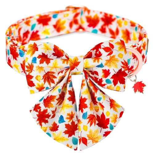 Tunkoo Herbst-Hundehalsband mit eleganter Fliege – langlebig, verstellbar, bunt und stilvoll, Baumwolle, erhältlich in S, M, L, L von Tunkoo
