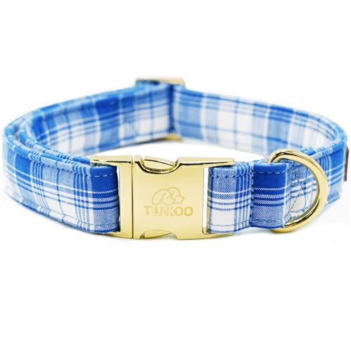 Tunkoo Hundehalsband aus Baumwolle, blaues Karomuster, verstellbar, bezauberndes Karomuster, Hundehalsband für kleine, mittelgroße und große Jungen, Mädchen, Hunde, Größe L Tunkoo Hundehalsband aus Baumwolle, blaues Karomuster, verstellbar, bezauberndes Karomuster, Hundehalsband für kleine, mittelgroße und große Jungen, Mädchen, Hunde, Größe L von Tunkoo