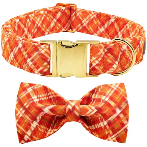 Tunkoo Hundehalsband mit Schleife, kariert, ideales Geschenk für Halloween, Thanksgiving, verstellbares Baumwollhalsband für kleine, mittelgroße und große Hunde, Größe L Tunkoo Hundehalsband mit Schleife, kariert, ideales Geschenk für Halloween, Thanksgiving, verstellbares Baumwollhalsband für kleine, mittelgroße und große Hunde, Größe L von Tunkoo