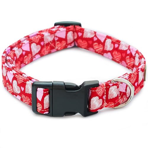 Tunkoo Hundehalsband zum Valentinstag, niedliches Herzmuster, weicher Baumwollstoff, verstellbar, langlebig, für kleine, mittelgroße und große Jungen, Mädchen, Hunde, Größe S Tunkoo Hundehalsband zum Valentinstag, niedliches Herzmuster, weicher Baumwollstoff, verstellbar, langlebig, für kleine, mittelgroße und große Jungen, Mädchen, Hunde, Größe S von Tunkoo