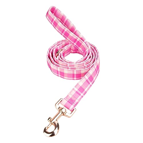 Tunkoo Pink Plaid Hundeleine mit Metallschnalle - unübertroffene Qualität in kleinen, mittelgroßen Größen für den täglichen Spaziergang mit Haustieren, M von Tunkoo