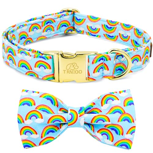 Tunkoo Pride Hundehalsband mit Regenbogen-Fliege für LGBTQ, Metallschnalle, Haustierhalsband, verstellbares Baumwollhalsband für kleine, mittelgroße und große Jungen, Mädchen, Hunde, S Tunkoo Pride Hundehalsband mit Regenbogen-Fliege für LGBTQ, Metallschnalle, Haustierhalsband, verstellbares Baumwollhalsband für kleine, mittelgroße und große Jungen, Mädchen, Hunde, S von Tunkoo