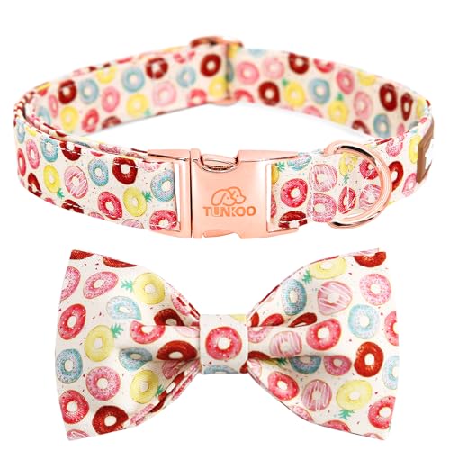 Tunkoo Super süßes Hundehalsband mit Fliege, Donut, langlebig, verstellbar und stilvoll, erhältlich in S, M, L von Tunkoo