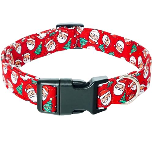 Tunkoo Weihnachts-Hundehalsband, Weihnachtsmann, niedlich, verstellbar, kariert, für Jungen und Mädchen, Hundehalsband mit starker Kunststoffschnalle, für kleine, mittelgroße und große Haustiere, L Tunkoo Weihnachts-Hundehalsband, Weihnachtsmann, niedlich, verstellbar, kariert, für Jungen und Mädchen, Hundehalsband mit starker Kunststoffschnalle, für kleine, mittelgroße und große Haustiere, L von Tunkoo