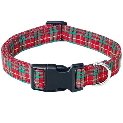Tunkoo Weihnachts-Hundehalsband, rot, grün, kariert, niedlich, verstellbar, kariert, für Jungen und Mädchen, Hundehalsband mit starker Kunststoffschnalle, für kleine, mittelgroße und große Haustiere, Tunkoo Weihnachts-Hundehalsband, rot, grün, kariert, niedlich, verstellbar, kariert, für Jungen und Mädchen, Hundehalsband mit starker Kunststoffschnalle, für kleine, mittelgroße und große Haustiere, von Tunkoo
