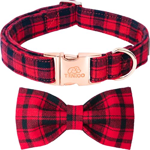 Tunkoo Weihnachts-Hundehalsband mit Fliege – super niedliches rotes Baumwollkaro-Haustierhalsband, verstellbar, erhältlich in S, M, L, für Mädchen, Jungen, Hunde, Größe M Tunkoo Weihnachts-Hundehalsband mit Fliege – super niedliches rotes Baumwollkaro-Haustierhalsband, verstellbar, erhältlich in S, M, L, für Mädchen, Jungen, Hunde, Größe M von Tunkoo
