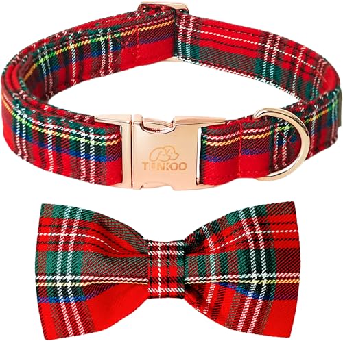 Tunkoo Weihnachts-Hundehalsband mit Fliege – super süßes rotes Baumwollkaro-Welpenhalsband, verstellbar, erhältlich in S, M, L, für Mädchen, Jungen, Hunde, Größe M Tunkoo Weihnachts-Hundehalsband mit Fliege – super süßes rotes Baumwollkaro-Welpenhalsband, verstellbar, erhältlich in S, M, L, für Mädchen, Jungen, Hunde, Größe M von Tunkoo