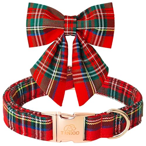 Tunkoo Weihnachts-Hundehalsband mit hübscher Fliege – Rot und Grün kariertes Haustierhalsband, verstellbar, erhältlich in S, M, L, Geschenk für Mädchen, Jungen, Hund, Größe L Tunkoo Weihnachts-Hundehalsband mit hübscher Fliege – Rot und Grün kariertes Haustierhalsband, verstellbar, erhältlich in S, M, L, Geschenk für Mädchen, Jungen, Hund, Größe L von Tunkoo