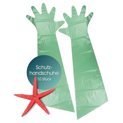 TUNZE Schutzhandschuhe I 10 Stück I wasserdichte Aquarium Handschuhe mit Armschutz I ideal für Aquariumarbeit I Extra Langer Armschutz I Arbeitshandschuhe robust und langlebig I Aquarium Zubehör von Tunze