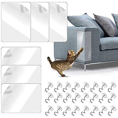 Tuofang 6 Stücke Katze Kratzschutz Sofa, Kratzschutz für Haustiere, Anti Kratz Möbelschutz, Kratzschutz Wand Selbstklebend, mit 24 Pcs Schrauben für Sofa, für Sofa, Tür, Möbel, Wand von Tuofang