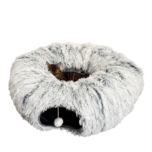 Tuopavl Plüsch-Tunnelbett, Katzenbett für Indoor-Katzen, weiches Katzen- und Hundespielhaus mit interaktivem Spielzeug, multifunktionaler Katzenspielplatz, Spielzeug, Versteck für Katzen, Kätzchen Tuopavl Plüsch-Tunnelbett, Katzenbett für Indoor-Katzen, weiches Katzen- und Hundespielhaus mit interaktivem Spielzeug, multifunktionaler Katzenspielplatz, Spielzeug, Versteck für Katzen, Kätzchen von Tuopavl