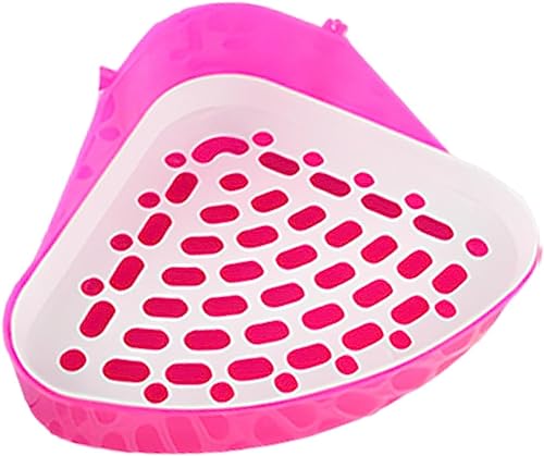 Dreieckige mittelgroße Kaninchentoilette Ecktoilette Haustierpfanne mit Gitter für Kaninchen, Kaninchen, Chinchilla, Frettchen, Käfig (Rosa) von Tuoservo