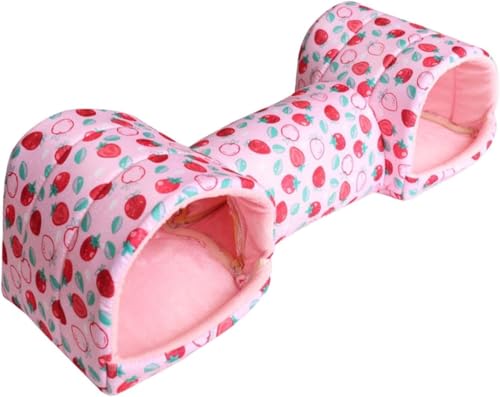Hamsterversteck Meerschweinchen Tunnel Versteck Bettwäsche Käfig Zubehör Meerschweinchen Bett Häschen Haus für Ratte kleine Haustiere Igel (Rosa Erdbeere) von Tuoservo