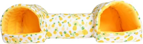 Hamsterversteck Meerschweinchen Tunnel Versteck Bettwäsche Käfig Zubehör Meerschweinchen Bett Häschen Haus für Ratten kleine Haustiere Igel (gelbe Ananas) von Tuoservo