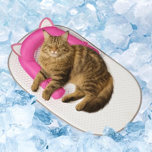 Katzenkühlmatte Haustier Chill Pad - Gelfreie Eisseide Haustiermatte für drinnen und draußen, faltbares rutschfestes Katzenbett für kleine Hunde, Reisen, Sofa, Kiste im Sommer von Turfson