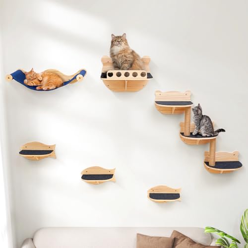 Katzenwandregale Möbelset Katzenregale für Wand für große erwachsene Katzen Kätzchen Wandmontage Katzenwandstufen Regal Sitzstangen Kletterer mit Hängematte Sitzstangen Sisal Kratzbaum Katzenwandregale Möbelset Katzenregale für Wand für große erwachsene Katzen Kätzchen Wandmontage Katzenwandstufen Regal Sitzstangen Kletterer mit Hängematte Sitzstangen Sisal Kratzbaum von Turosur