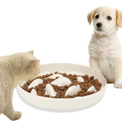 Anti Schling Katzennapf Napf Katze, 1 Stück 160 mm Fressnapf Katze, Antischlingnapf für Katze und Kleine Hunde, langsame Fütterung, Antischlingnapf für Katzen und kleine Hunde. Weiß. von TuseRxln