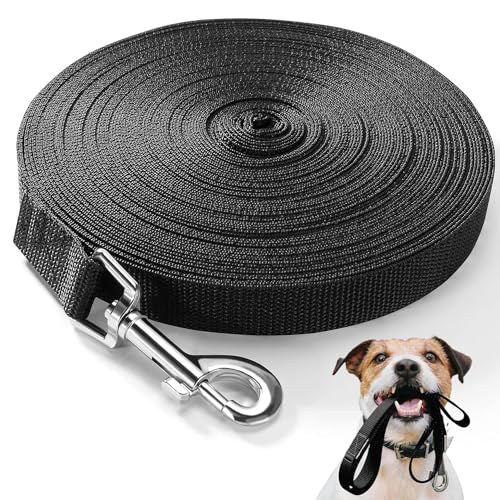 Haustier-Trainingsleine für Hunde, 12 Meter lange Leine für Haustier-Rückruf, Spazierengehen, Laufen für kleine, mittelgroße und große Hunde (schwarz) von TuseRxln
