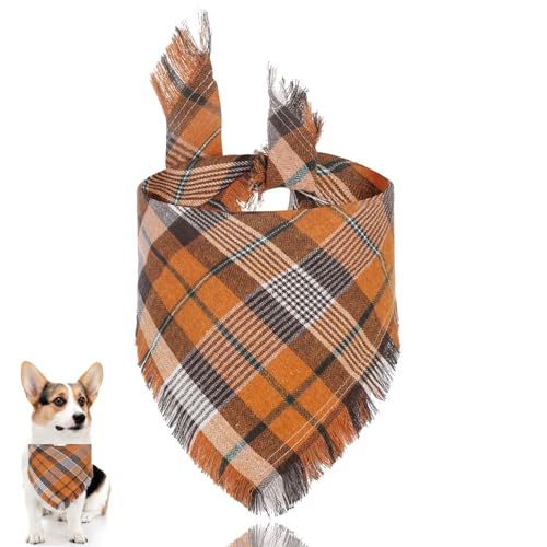 Verstellbares kariertes Hundehalstuch, Herbst-Hundehalstuch, weich, waschbar, Dreieckstuch für kleine, mittelgroße und große Mädchen oder Jungen, Hunde und Katzen von TuseRxln