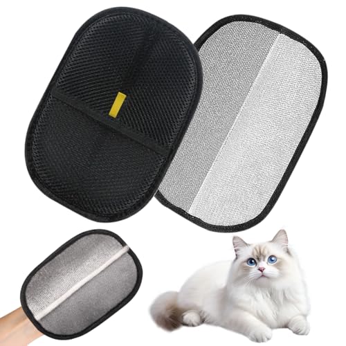 Tutamaz 2 Stück Doppelseitige Fellhandschuhe,Remover Katzenhandschuh, Katze Pet Grooming Gloves,fellpflege Katze,Statische Haarentfernungshandschuhe,Für Haarentfernung, Sofas，Verwendet für Reinigung von Tutamaz