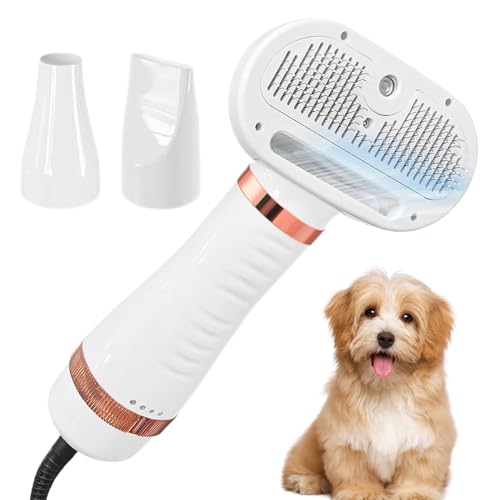 Tuxuseo Dog Hair Dryer | 2-in-1 Dog Hair Dryer | Pet Blower | Portable Travel Grooming | Adjustable Heat Professional Pet Cleaning Brush for Small and Medium Dogs & Cats von Tuxuseo