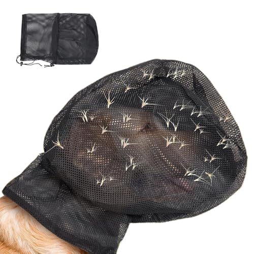 Tuxuseo Hundefeldnetz | Hundekopfschutz Mit Kapuze | Atmungsaktiver Verstellbarer Kopfschutz Leichtes Mesh-Maulkorb Für Mittelgroße Bis Große Hunde Outdoor von Tuxuseo