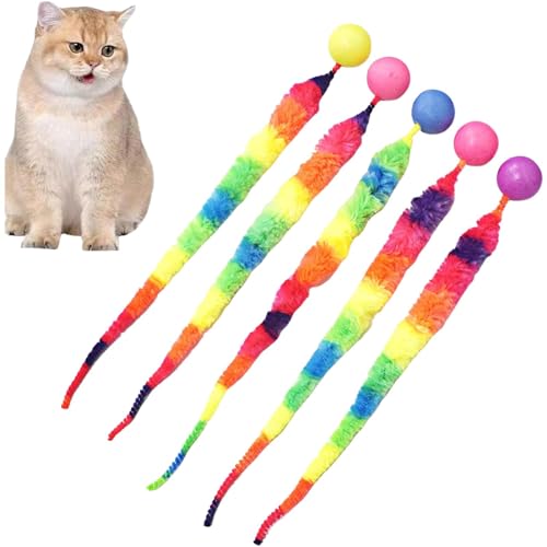 Tuxxjzm Interaktiver Katzenspielzeug Ball mit Schwanz, Regenbogenwurm mit Ball Spielzeug für Katzen - Interaktive Katzenbälle, Katzenübungsspielzeug für Indoor-Katzen, Katzen Teaser Spielzeug, Tuxxjzm Interaktiver Katzenspielzeug Ball mit Schwanz, Regenbogenwurm mit Ball Spielzeug für Katzen - Interaktive Katzenbälle, Katzenübungsspielzeug für Indoor-Katzen, Katzen Teaser Spielzeug, von Tuxxjzm
